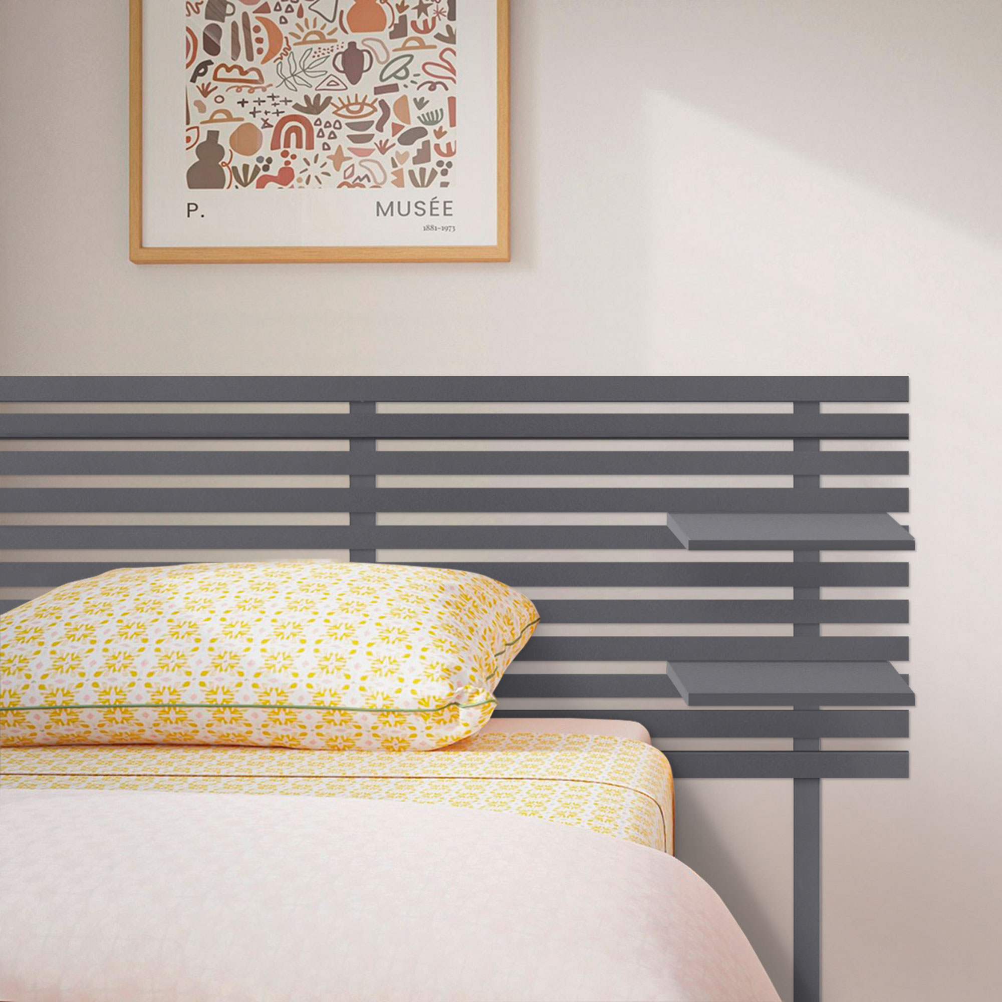 Cabecero con Estantes de Madera reciclada DM Colgante Pared Estilo Palet Japones con Patas