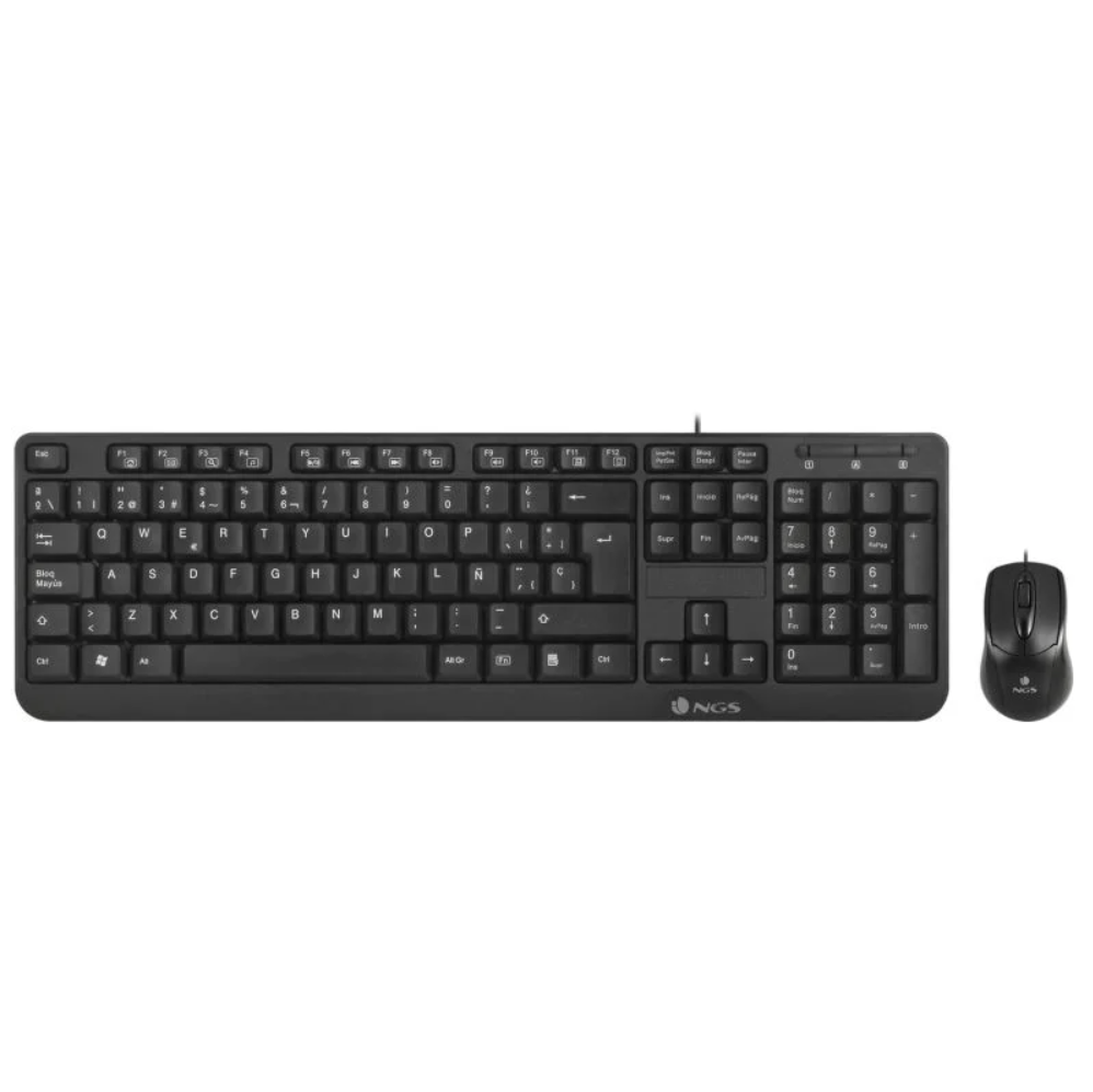 NGS COCOAKIT Kit de Teclado Multimedia y Ratón Óptico con Cable, 1000dpi, USB (QWERTY Español)