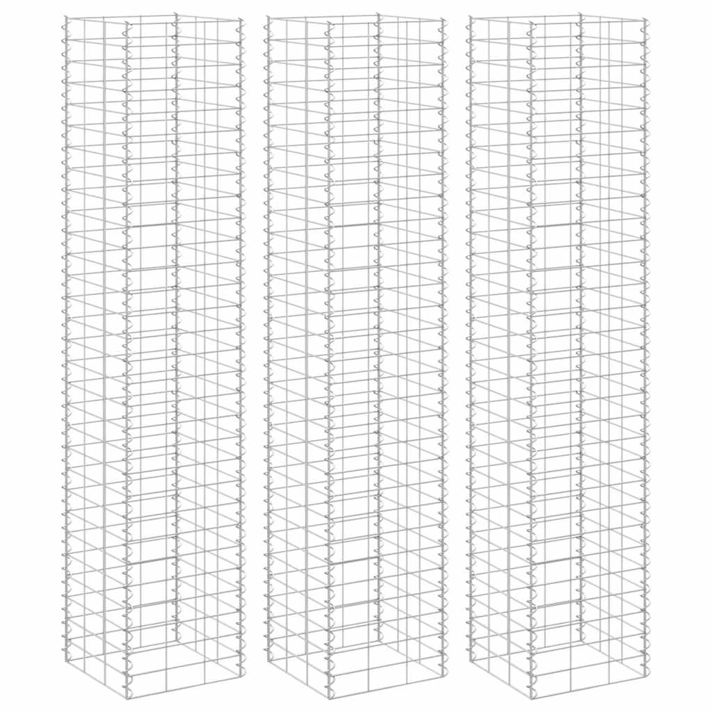 vidaXL Arriates de gaviones 3 unidades hierro 30x30x150 cm