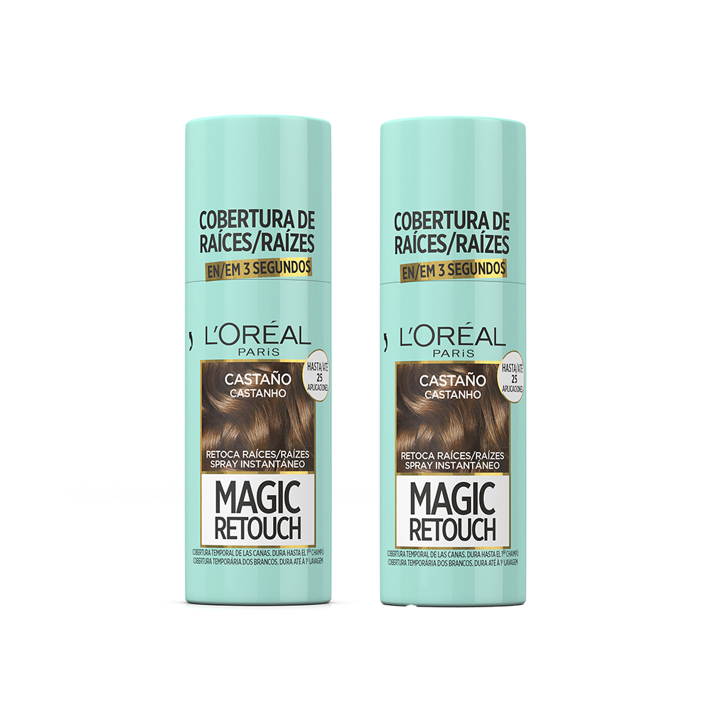 LOréal Paris | Magic Retouch Spray Retoca Raíces y Canas, tan concentrado que dura hasta 33 aplicaciones y se va con el primer champú 2x75ml
