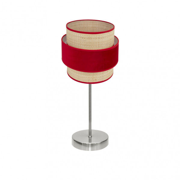 Sobremesa reyes 1xe14 niquel/natural-rojo 43x18x18 cm
