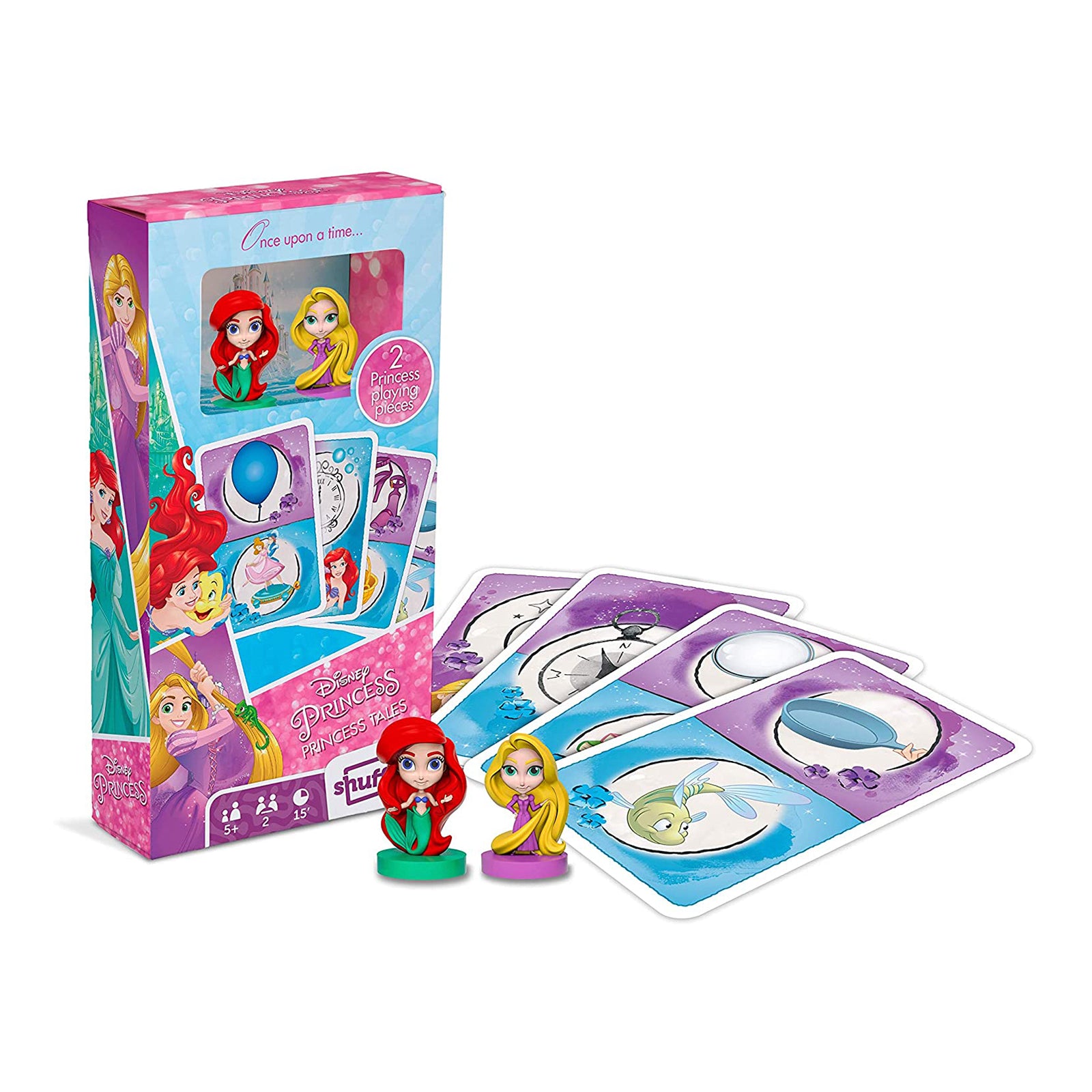 Shuffle Fun Princess Juego de Cartas Infantil Cuentos Princesas Figuras Ariel y Rapunzel