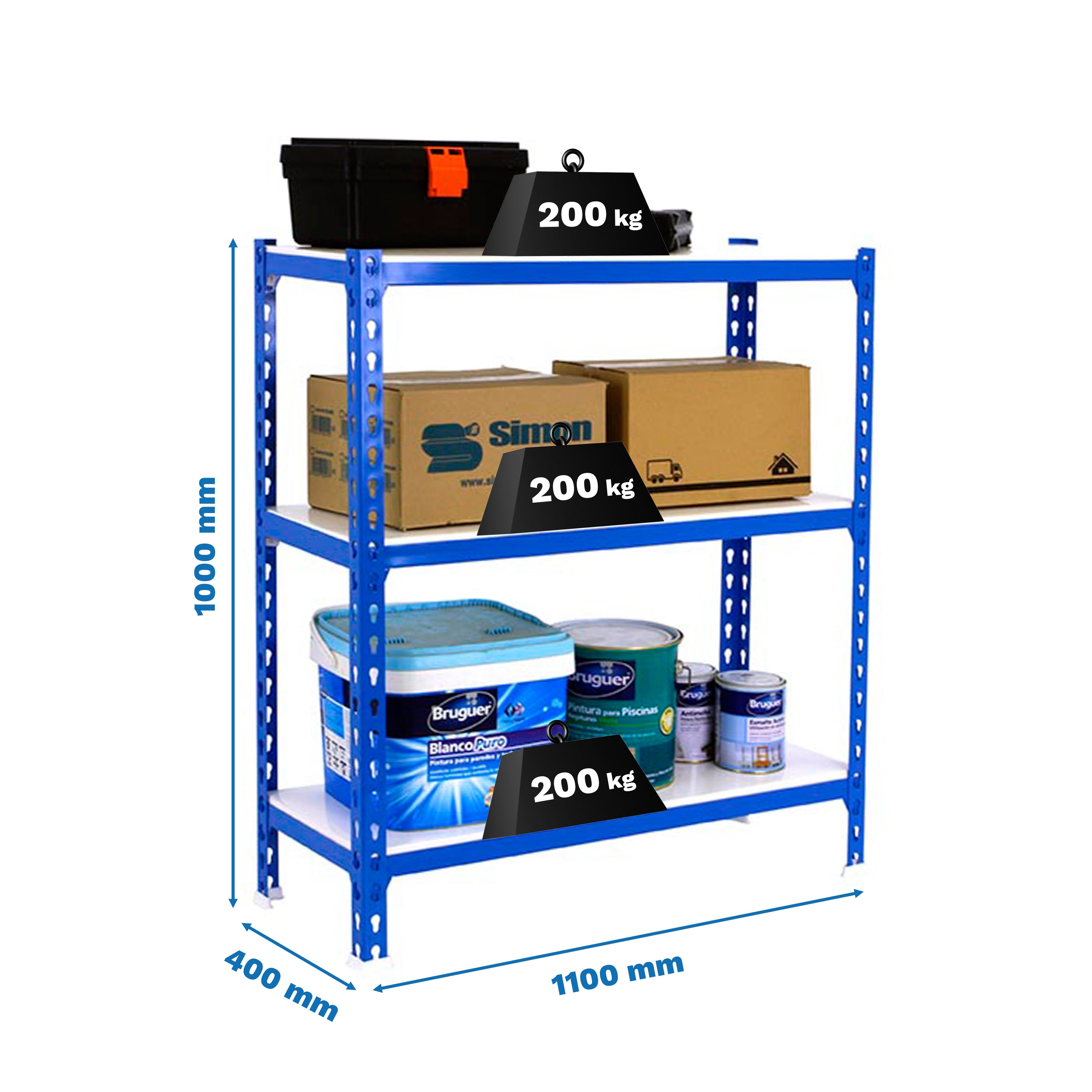 Estantería SIMONRACK Simonclick superplus 3/400 1000 azul/blanco