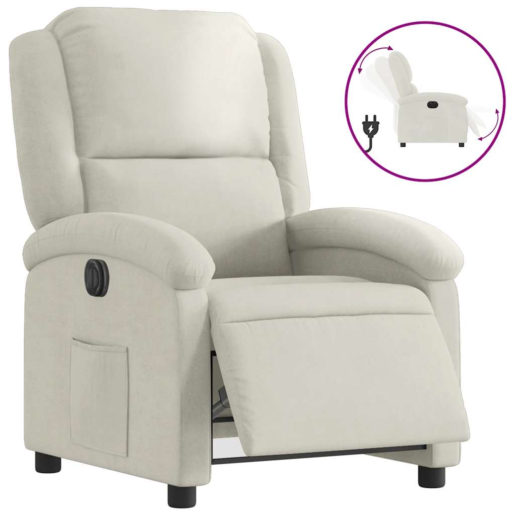 vidaXL Sillón reclinable eléctrico de terciopelo blanco crema