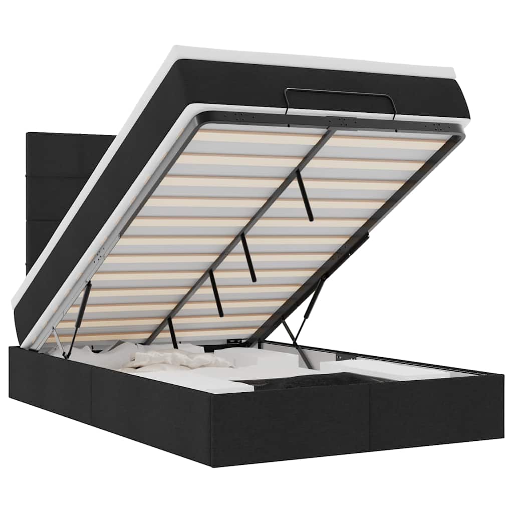 vidaXL Estructura cama otomana colchón tela negro 120x200cm