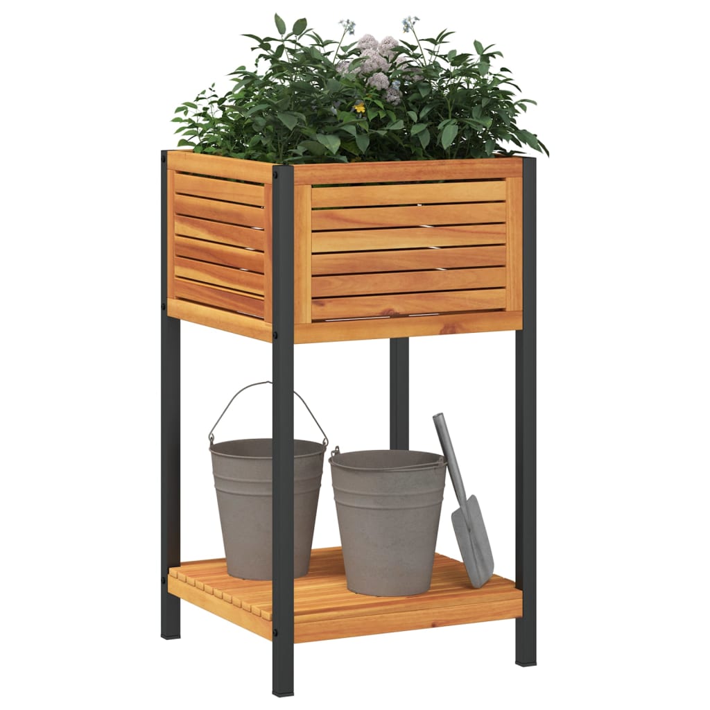 Vidaxl Jardinera Maceta Madera Maciza Acacia y Acero
