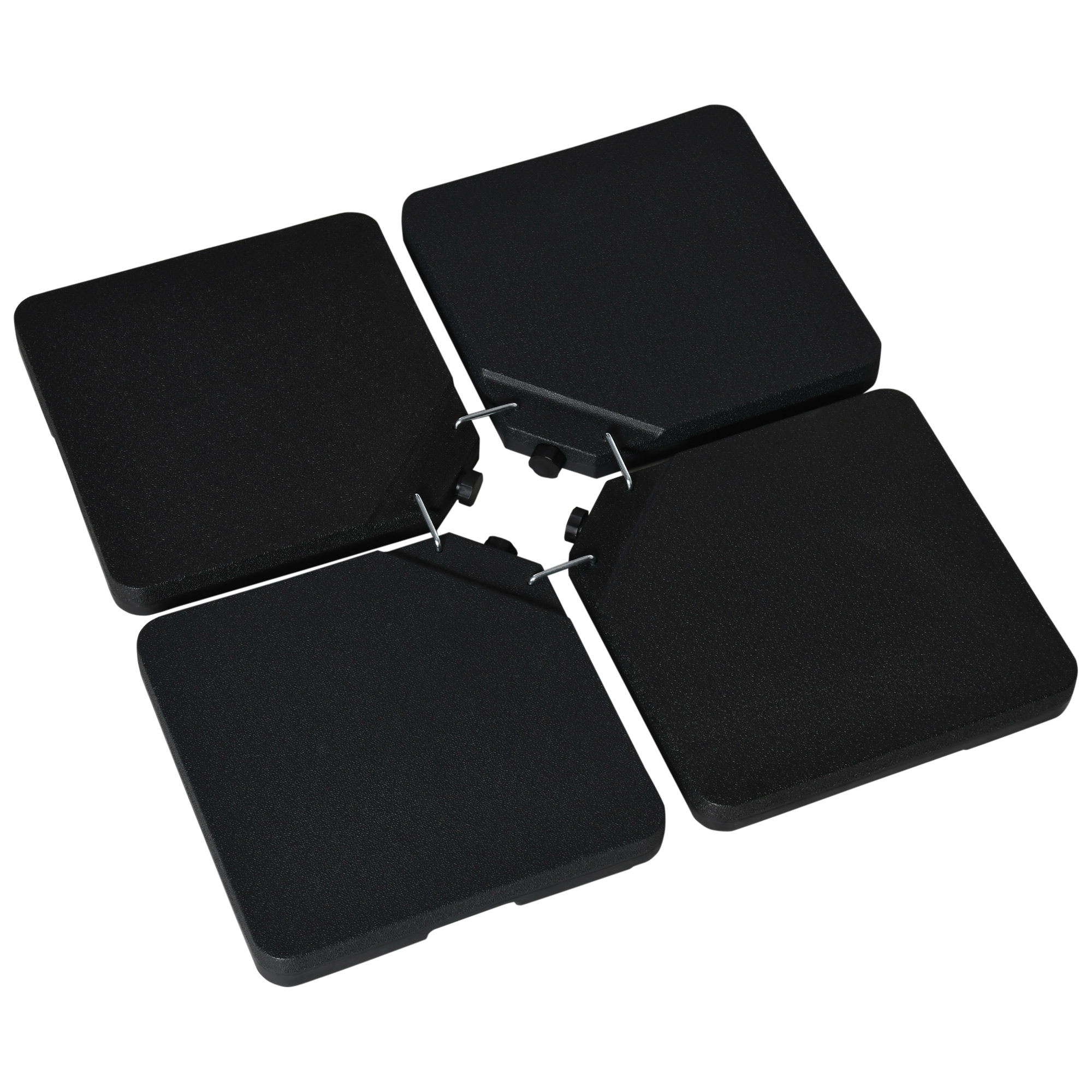 Outsunny Peso para Base de Sombrilla de 4 Piezas Base para Sombrilla Cuadrado Rellenable de Agua 60 kg Arena 70 kg o Mixto 80 kg para Base Cruzada Negro