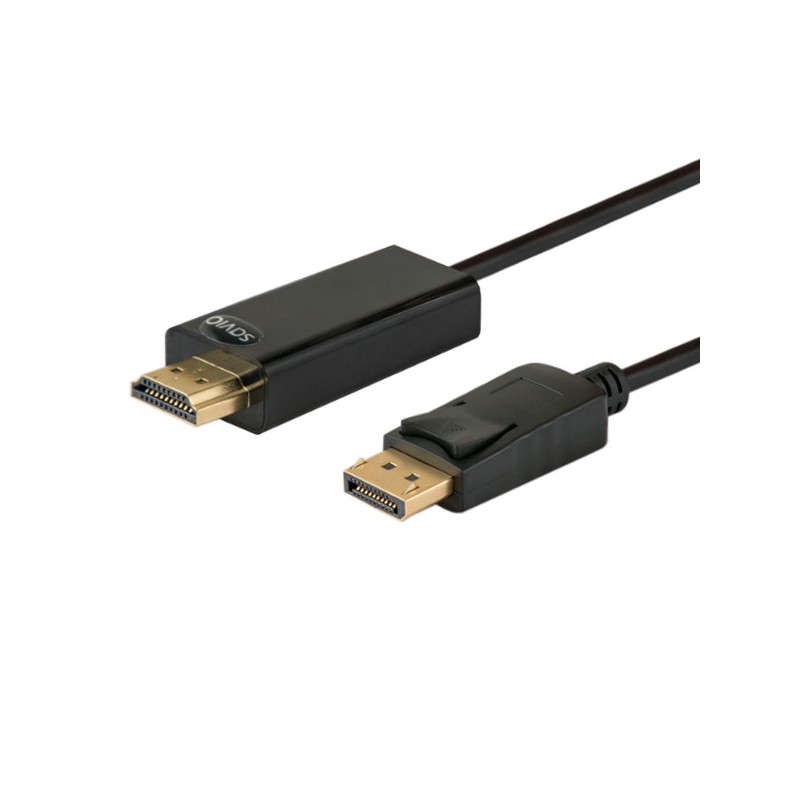 Savio - CL-56 adaptador de cable de vídeo 1,5 m DisplayPort HDMI tipo A (Estándar) Negro CL-56