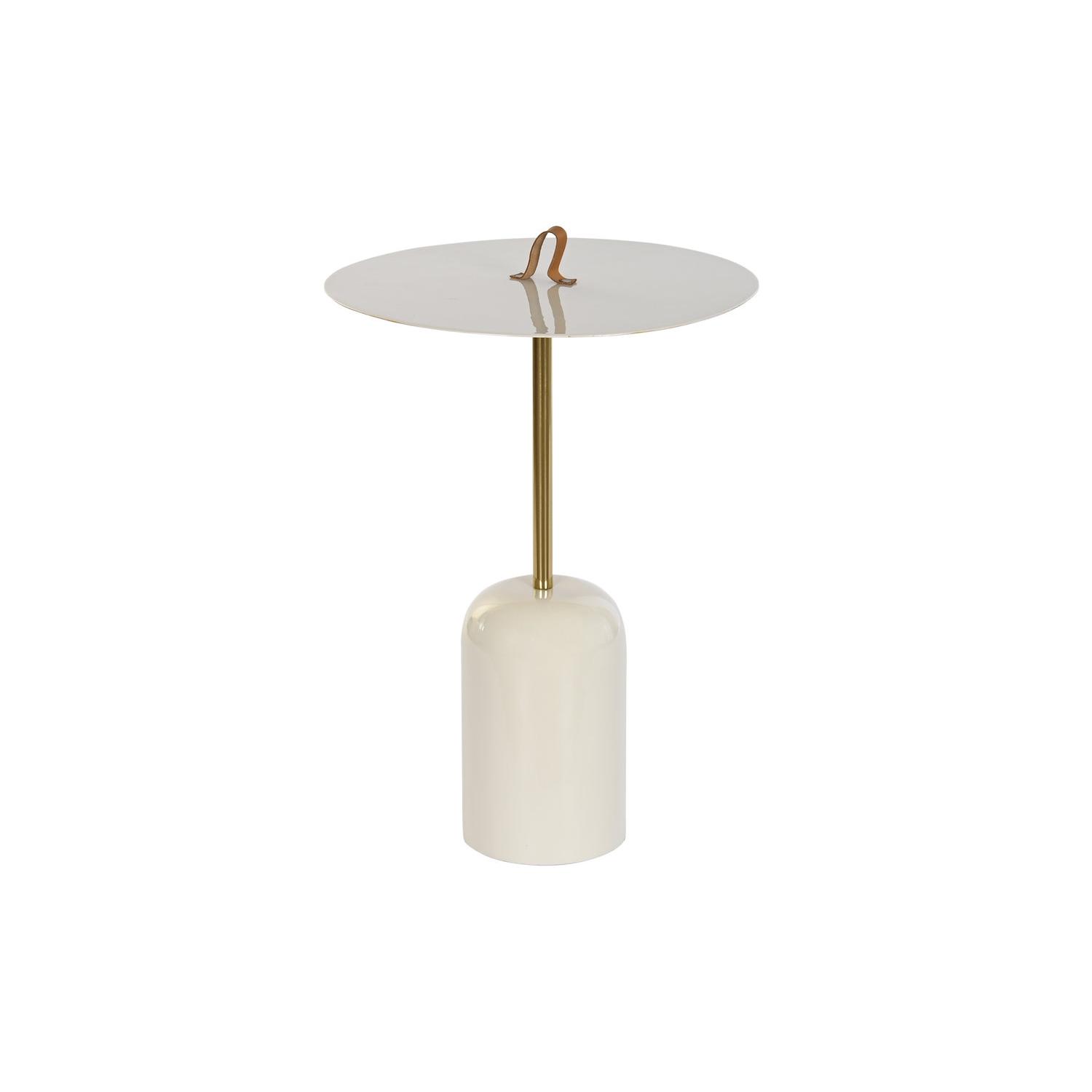 Mesita Auxiliar Hierro Cuero 40X40X56 Asa Lacado - Fijalo - El mejor complemento para tu hogar.