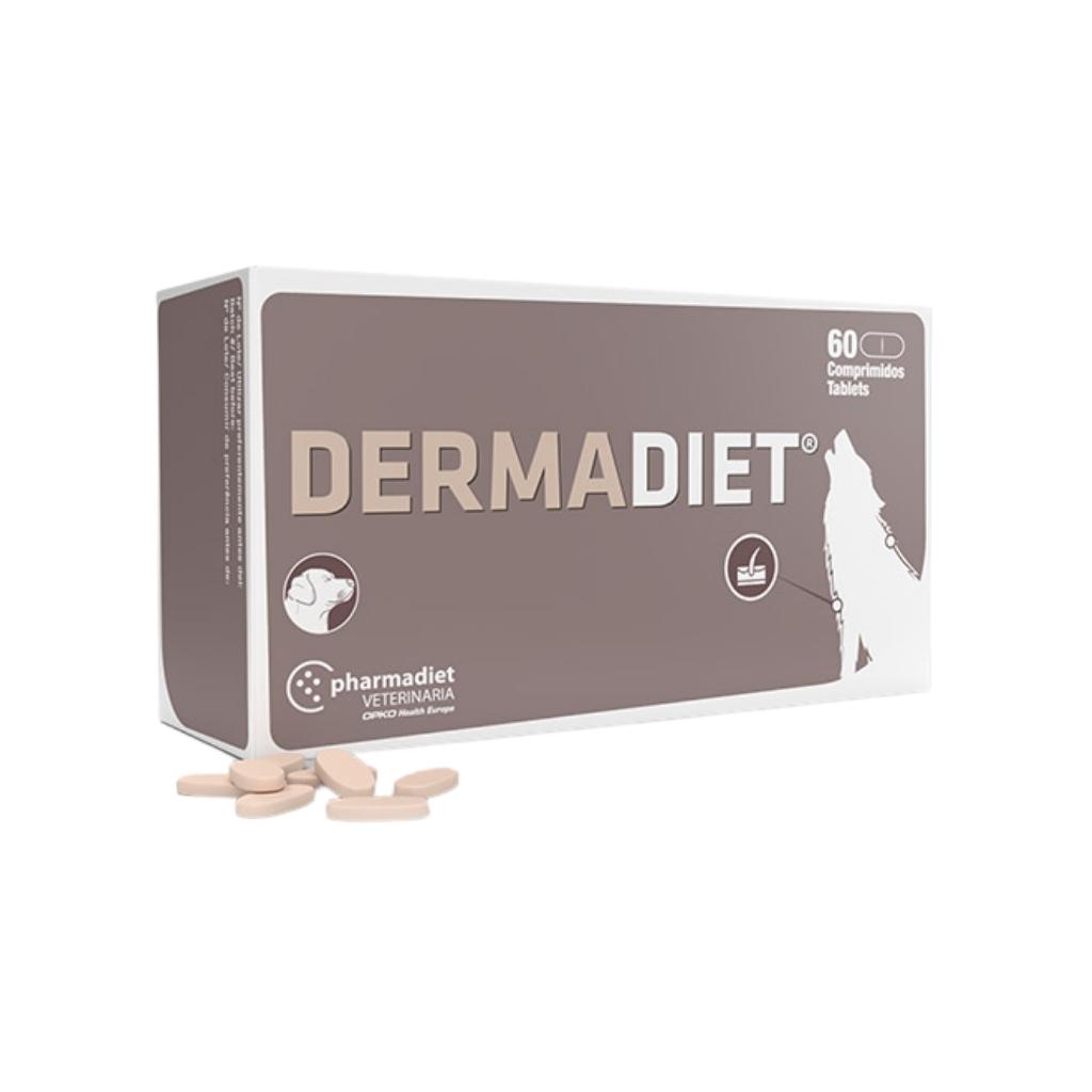 Pharmadiet - PHARMADIET - Dermadiet (60 Comprimidos) - Complemento dermatológico para mejorar la calidad de la piel y del pelo en Perros