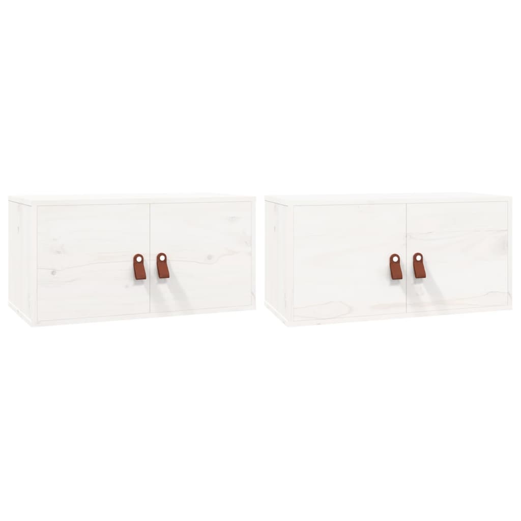 vidaXL Armario de pared 2 uds madera maciza de pino blanco 60x30x30 cm