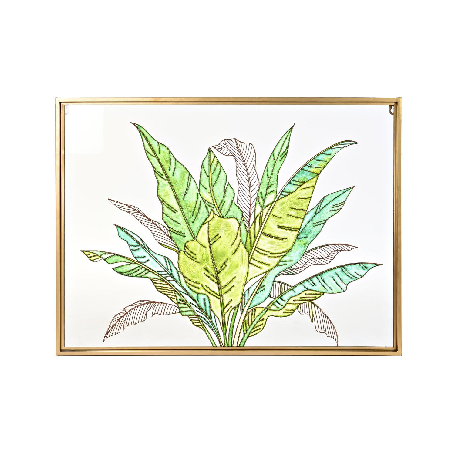 Decoracion Pared Metal Cristal 80X3X60 Hojas Verde El mejor complemento para tu hogar -Fijalo-