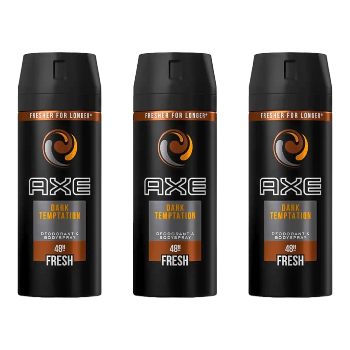 Axe - AXE DARK TEMPTATION 48H Fresh Body Spray Fragancia para hombres  Dark chocolate scent 150ml - Paquete de 3 unidades (el embalaje puede variar)