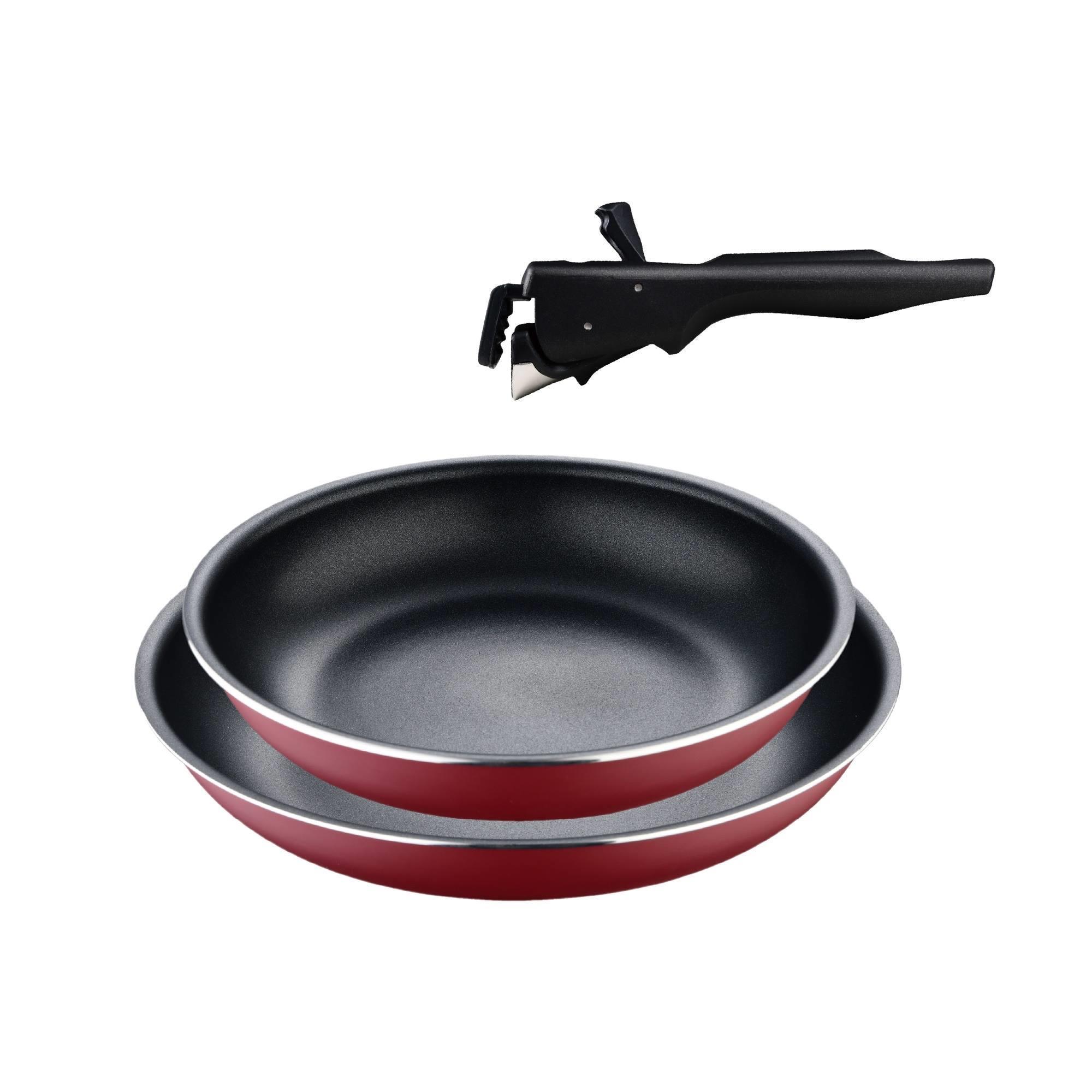 Bergner Click&Cook Juego de 2 Sartenes Ø22cm y Ø26cm + Mango ergonómico extraíble en Aluminio prensado