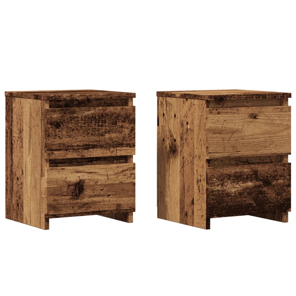 vidaXL Mesitas noche 2 uds madera ingeniería 30x30x40 cm en color Roble artisan/Madera antigua | estructura resistente ideal para salón dormitorio o estudio