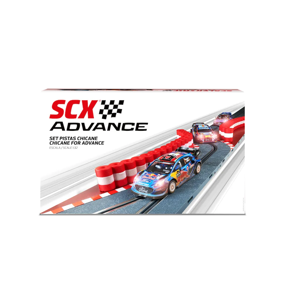 SCX - Set Pista Chicane Advance - Accesorios gama Advance para ampliar o mejorar tu pista de carreras o coches de carreras, Scalextric Advance, Juguetes para niños, Ideal para Regalo, Perfecto para niños y adultos