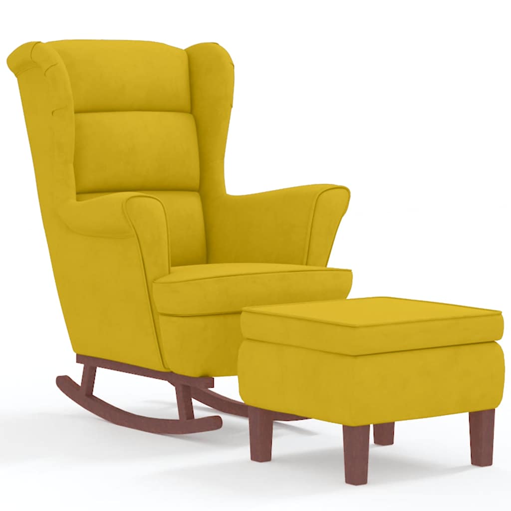 vidaXL Sillón Mecedora con Patas de Madera Silla de Descanso Tapizada Terciopelo