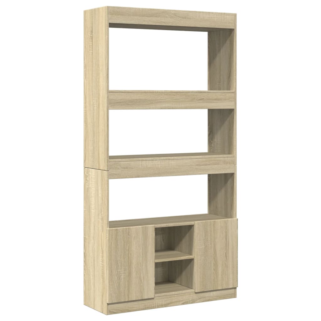 vidaXL Aparador alto madera de ingeniería marrón 92x33x180 cm en color Marrón roble/Roble/Blanco y más