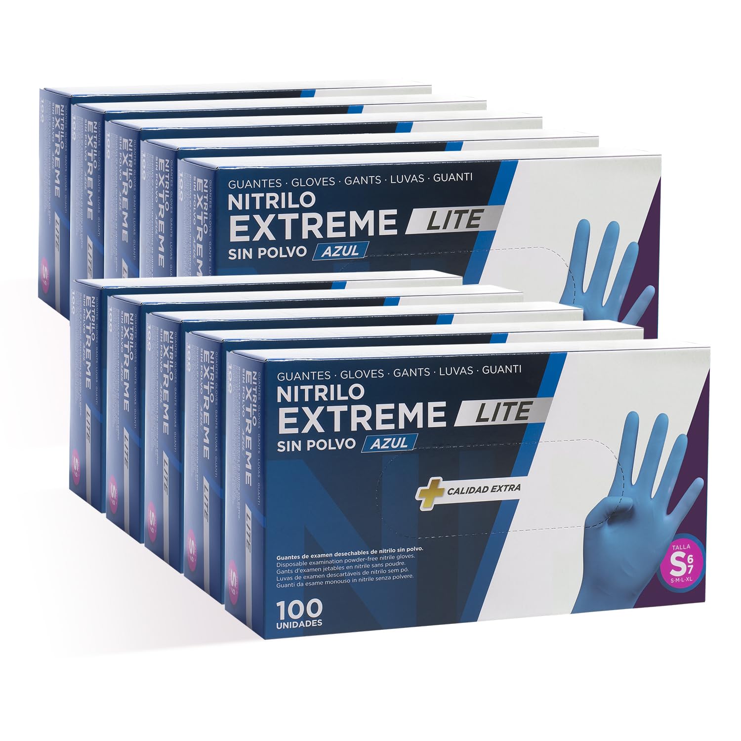 Guantes Nitrilo Resistentes Com-Fort House - Color Azul - Colección Extreme Lite