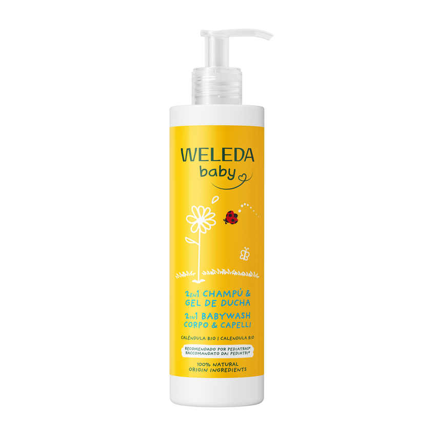 Weleda - Champú y Gel de Ducha Caléndula BIO 2 en 1 para Bebés y Pieles Sensibles, con Aceite de Almendra y Sésamo, Natural, Vegano y Suave con los Ojos - 400 ml