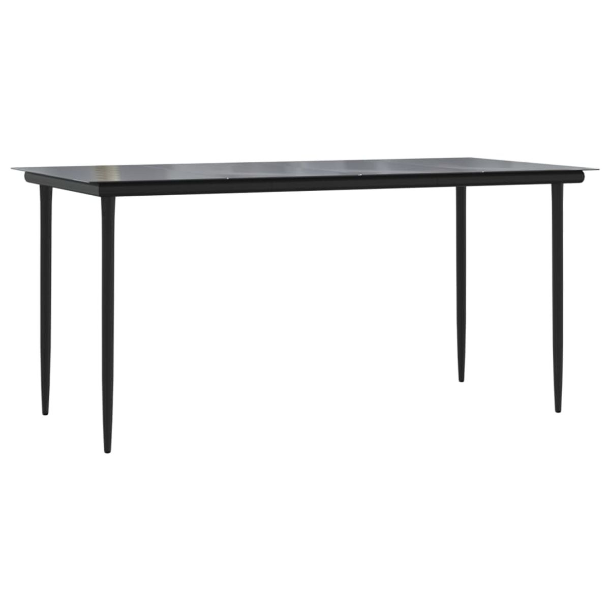 Mesa de jardín Guanajay rectangular acero y vidrio negro 74x160x80 cm