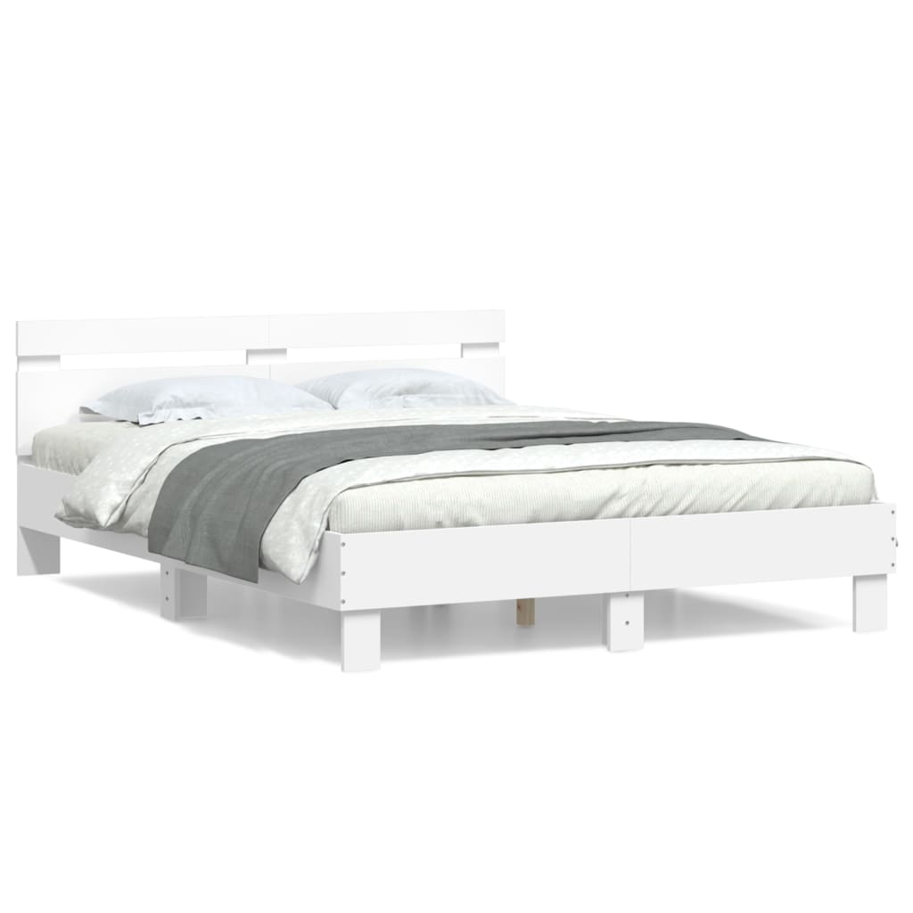 vidaXL Estructura cama con cabecero madera ingeniería blanco 140x200cm