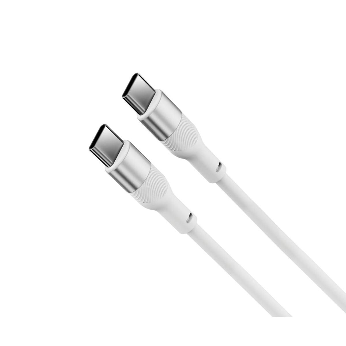 KSIX BCL060WAS01 Blanco / Cable de carga y datos 1 metro / USB-C a USB-C / Carga ultrarrápida 60W