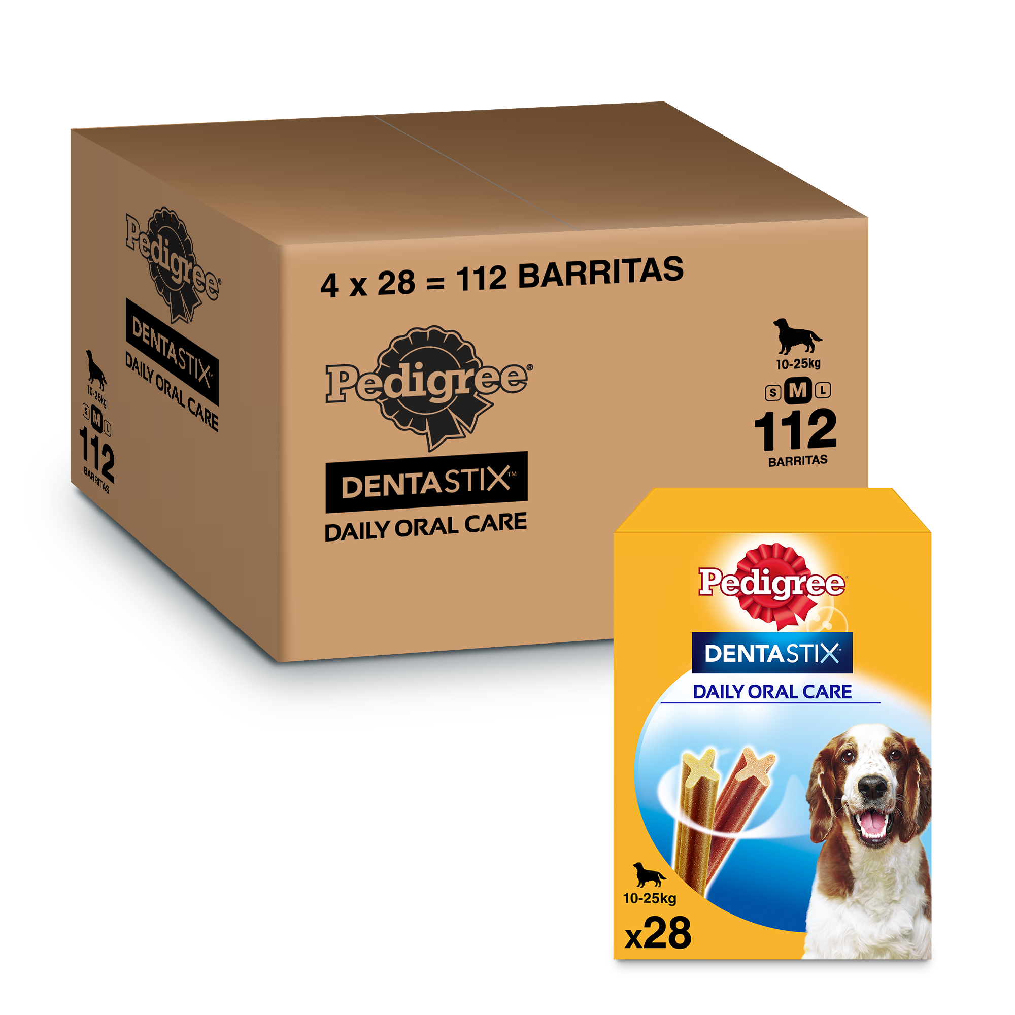 Pedigree - Pedigree Dentastix Snack Dental para la Higiene Oral de Perros Medianos (4 paquetes de 28ud)