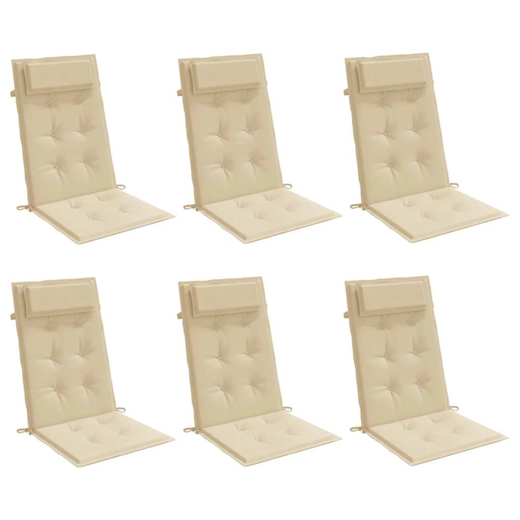 vidaXL Cojines de silla con respaldo alto 6 uds tela Oxford beige