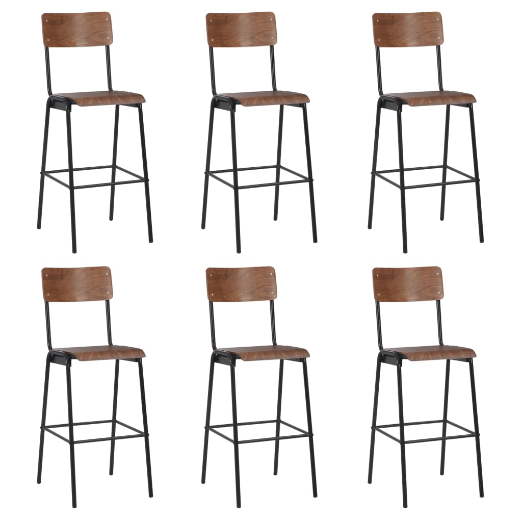 vidaXL Taburetes de cocina 6 unidades madera contrachapada y acero