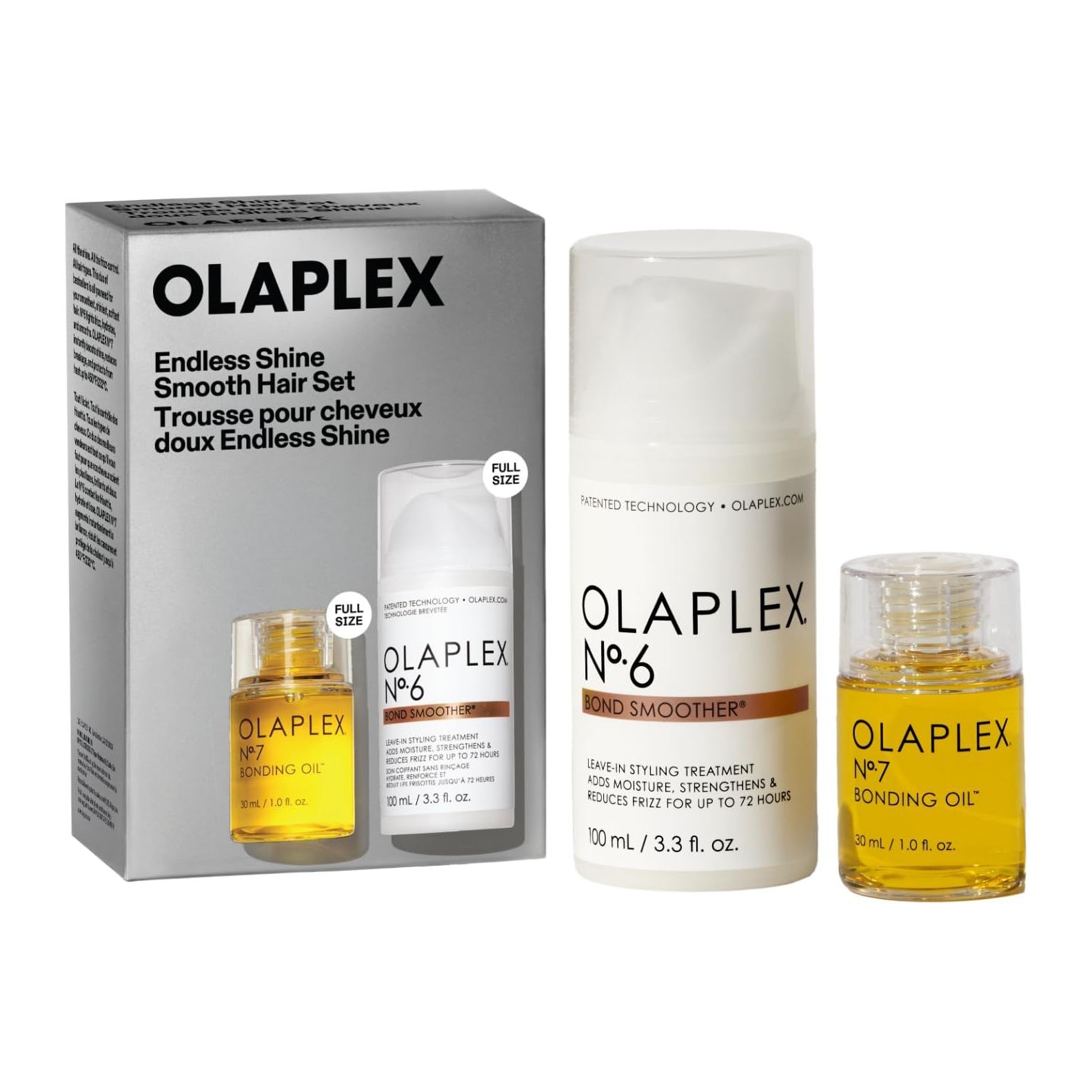 Olaplex Endless Shine Smooth Hair Set | Pack Nº6 Bond Smoother 100 Ml. + Nº7 Bonding Oil 30 Ml. / Dúo Antifrizz con Brillo, Suavidad y Protección Térmica hasta 232 °C.