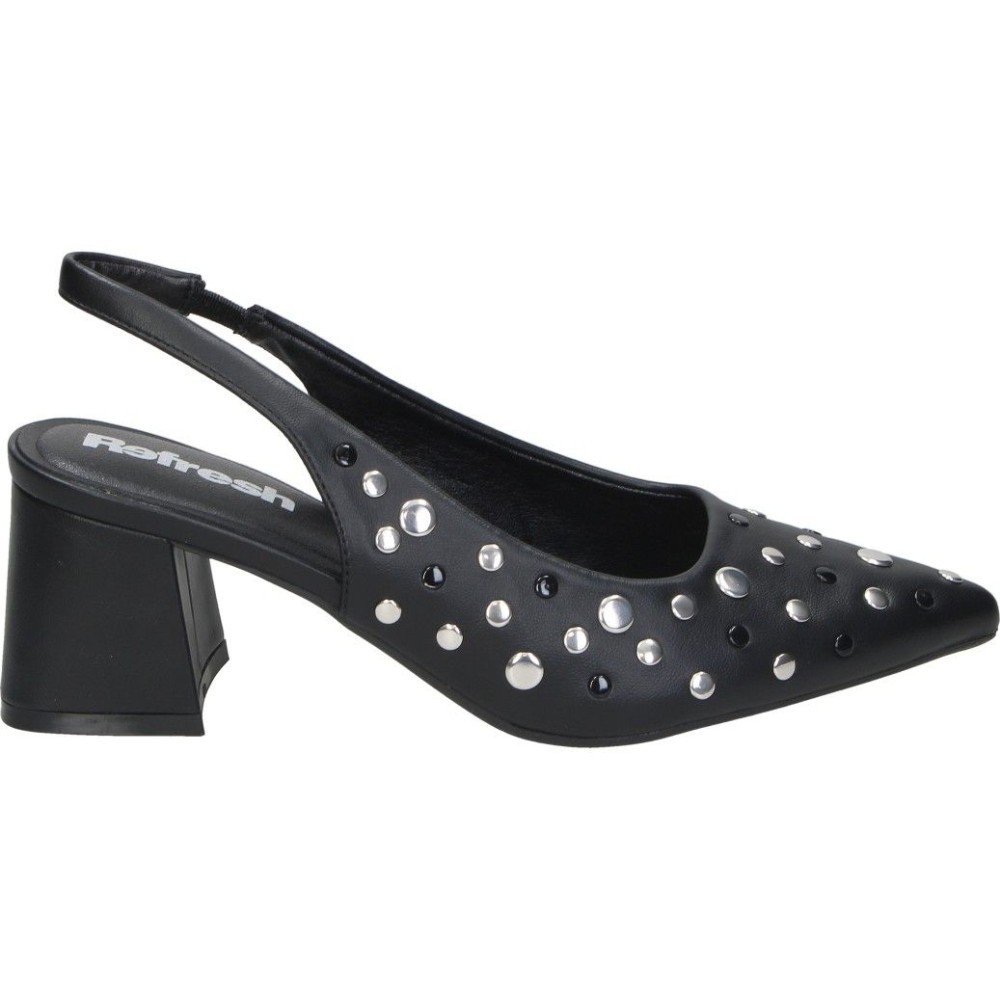 REFRESH | Zapato de Tacón Refresh para Mujer – Zapatos Elegantes en Color Negro con Tachuelas – Zapato de Salón con Hebilla – Tacón Medio y Cómodo – Estilosos – Fiesta – Evento – Destalonado – Moda – Modelo 175093