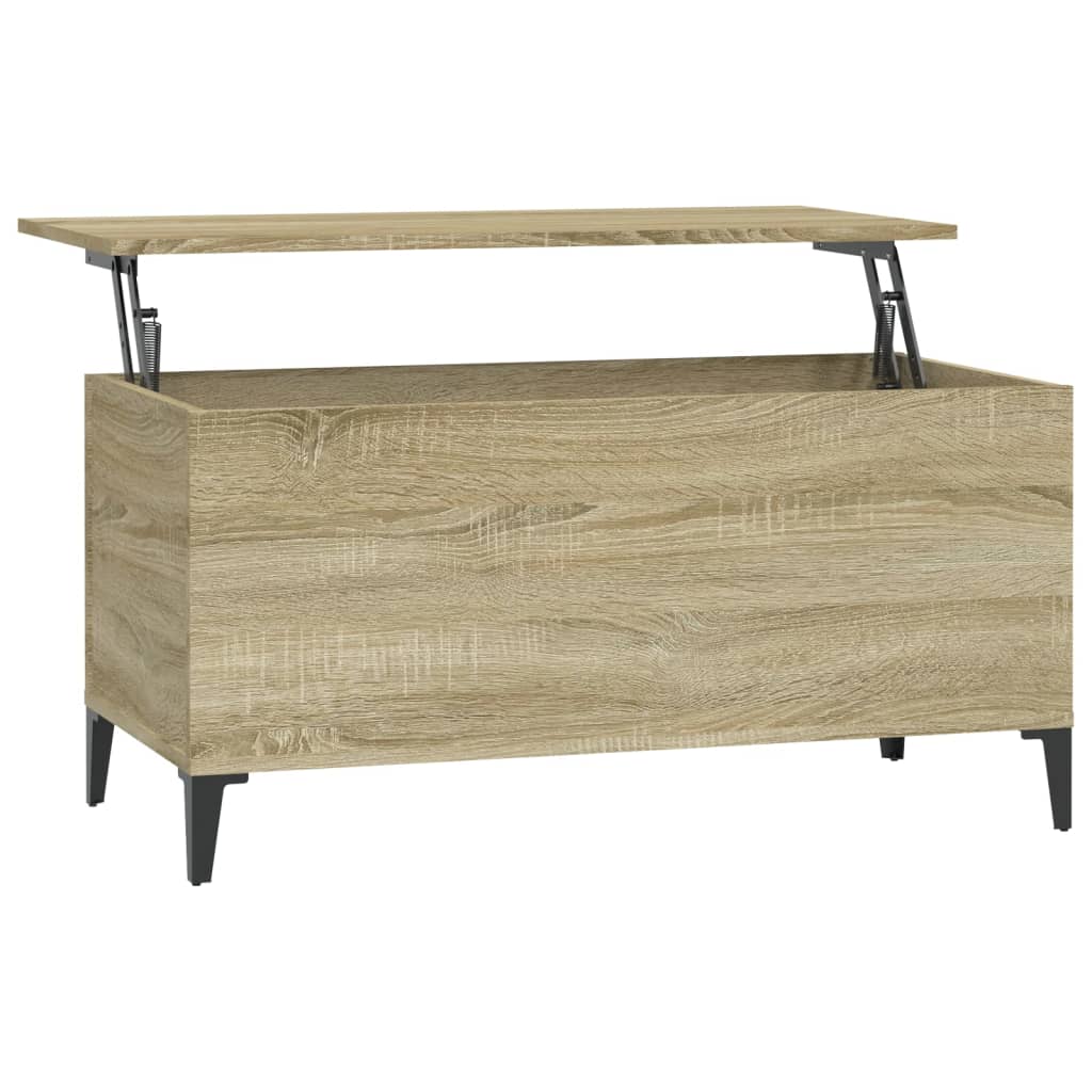 Vidaxl Mesa de Centro de Madera Contrachapada 90x44,5x45 Cm - Blanco/Negro/Blanco Brillante - Mesita de Salón o Comedor - Mesa de Café Meuble Salón