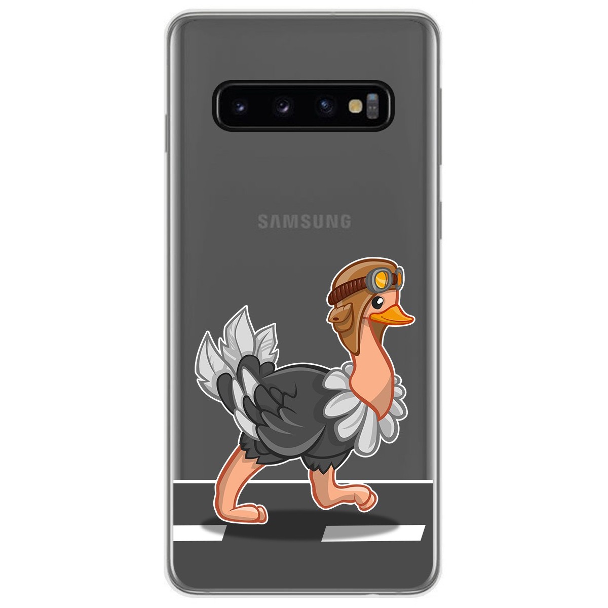 Tumundosmartphone Funda Gel Transparente Samsung Galaxy S10 Plus Avestruz Dibujos