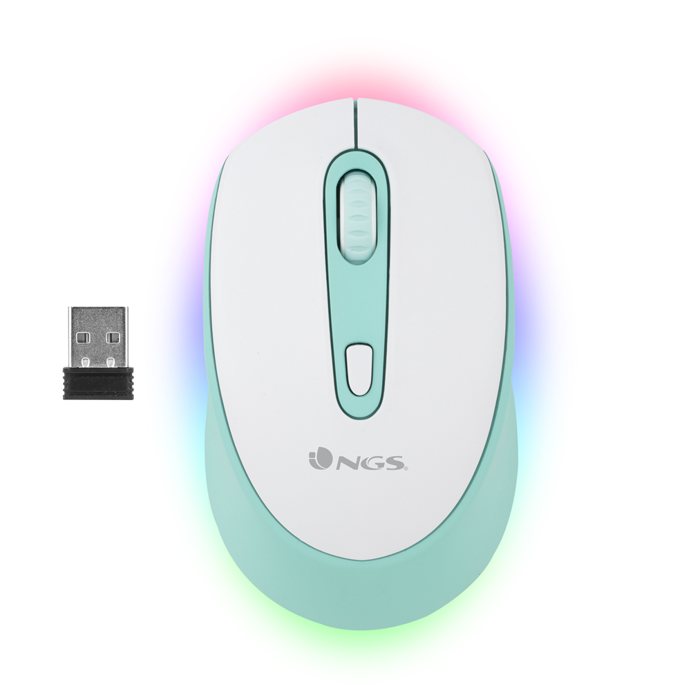 Ratón Inalámbrico Recargable NGS SMOG-RB MINT con Iluminación LED
