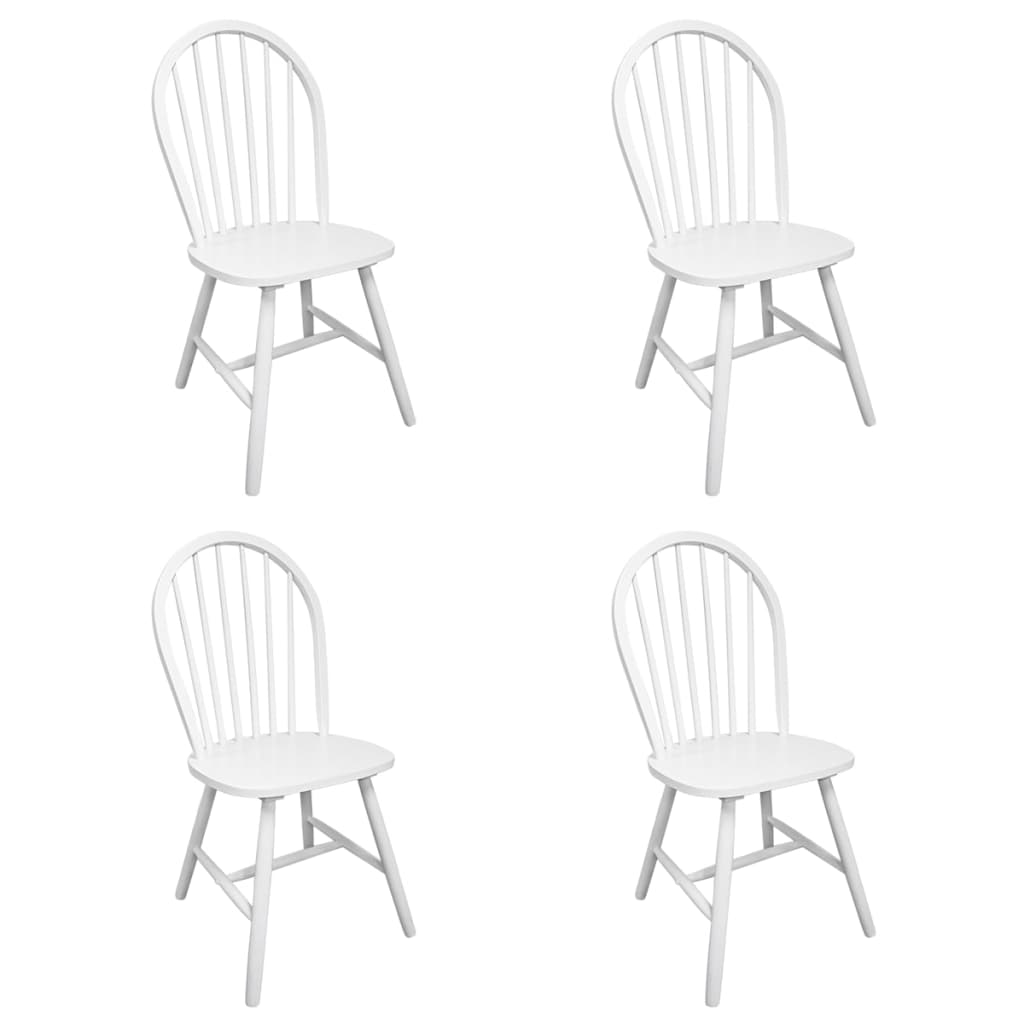 vidaXL Sillas de comedor 4 unidades madera maciza de caucho blanco