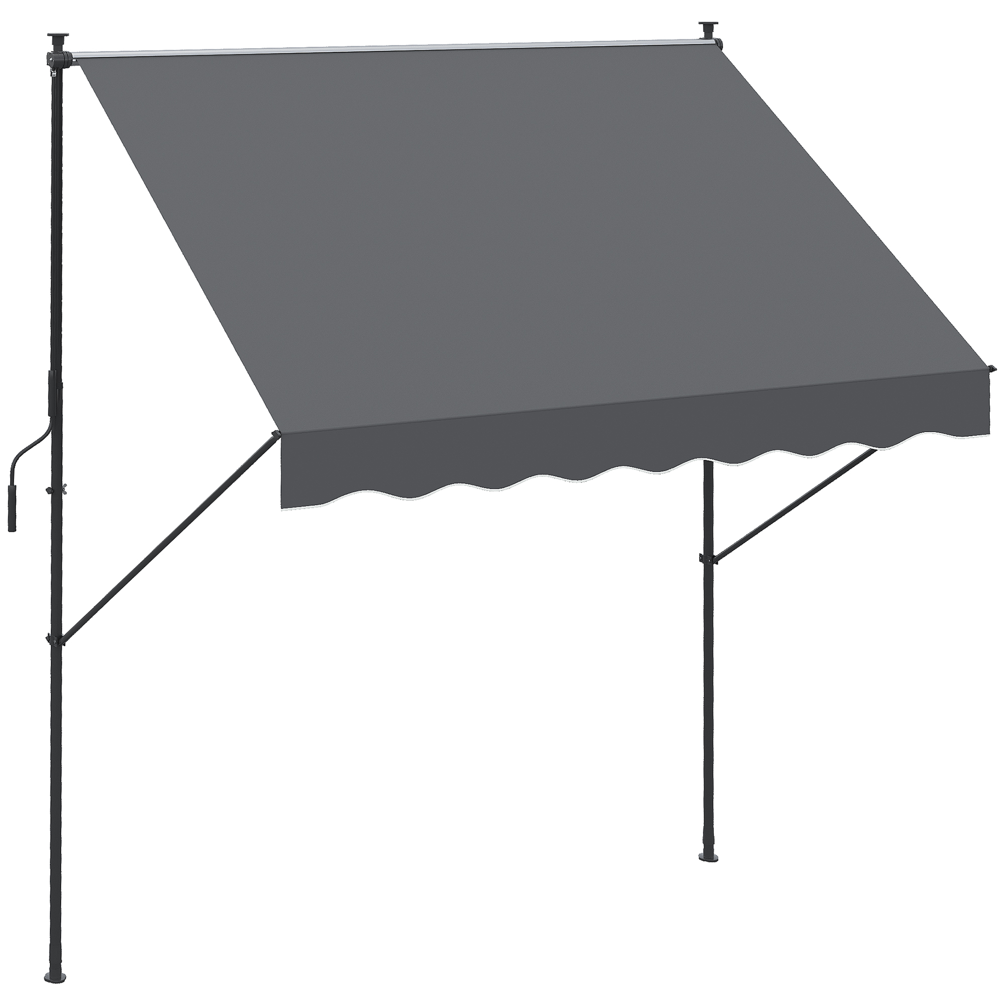 Outsunny Toldo Manual Retráctil 200x170x200-290 cm Toldo Ajustable con Manivela Protección Solar UV40+ Prueba de Viento para Balcón Jardín Terraza