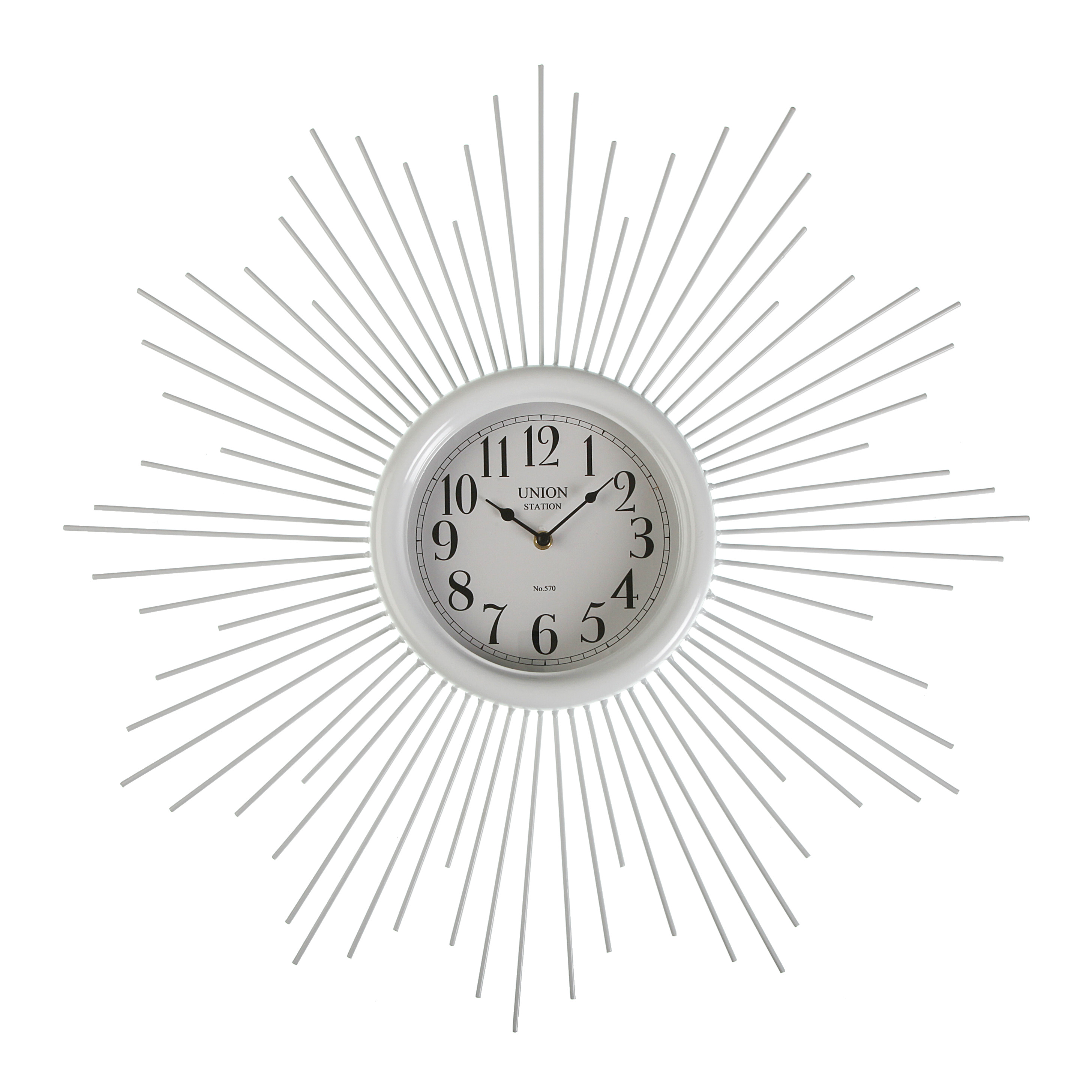 Versa Maputo Reloj de Pared Decorativo para la Cocina, el Salón, el Comedor o la Habitación, , Medidas (Al x L x An) 68 x 6,5 x 68 cm, Metal, Color Blanco