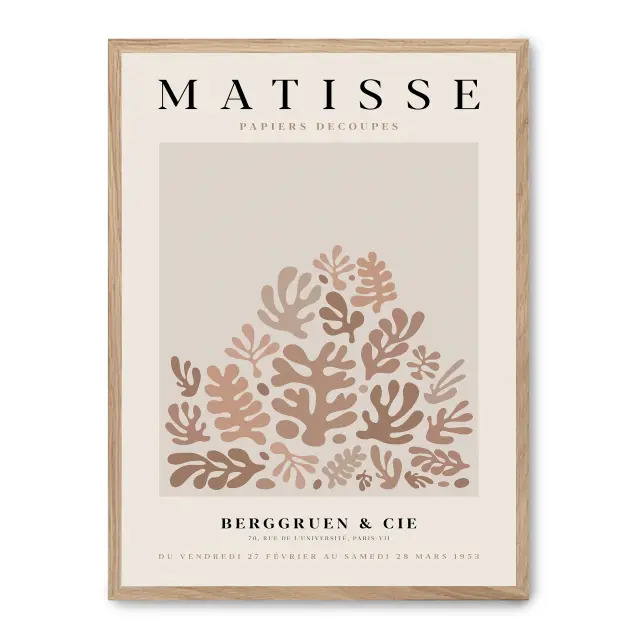 Cuadro matisse art print i 30x40cm, Póster impreso en papel de primera calidad de 180gr, montado sobre marco de madera MDF acabado roble., Arte - Pintores famosos - Matisse