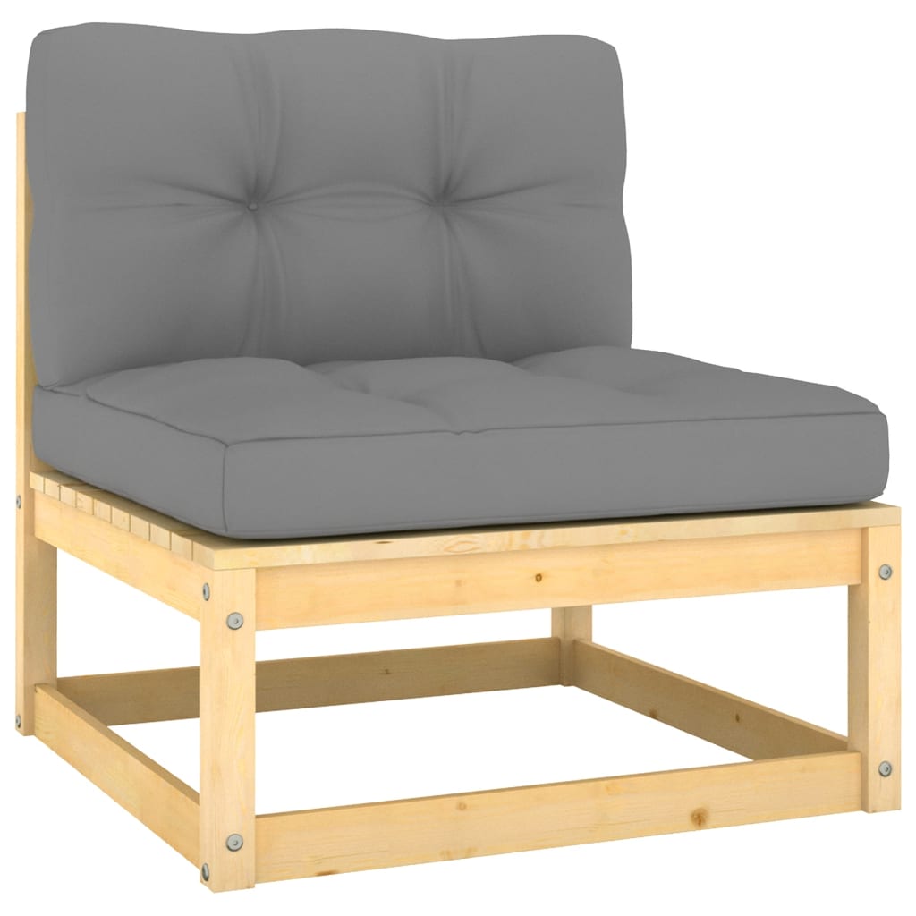 Vidaxl Set de Muebles de Jardín con Cojines - Madera Pino Natural, Blanco y Gris