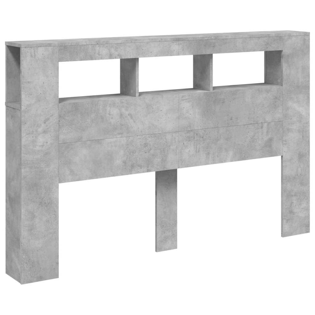 vidaXL Cabecero LED madera ingeniería gris hormigón 160x18,5x103,5 cm