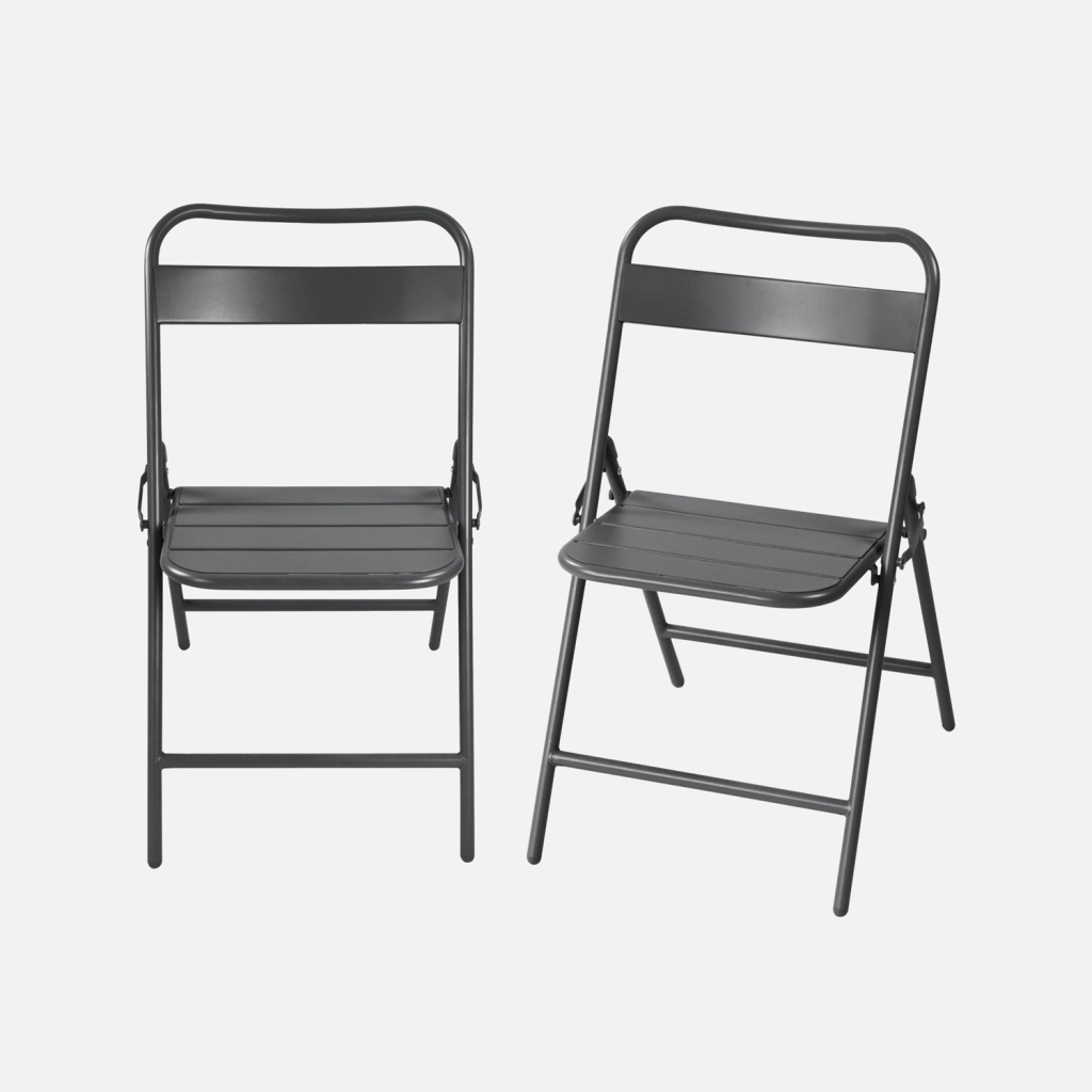 sweeek - Silla de jardín bistró plegable de acero, set de 2 , Amelia , 44x49x79