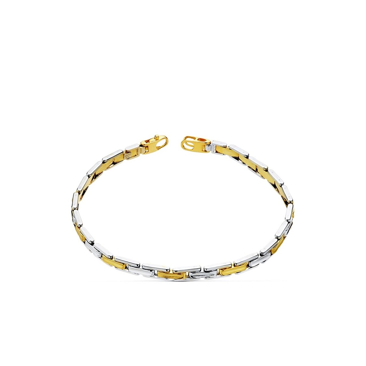 Pulsera oro bicolor 18k mujer 21.5 cm. modelo panter elegante mosquetón