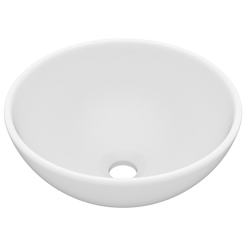 vidaXL Lavabo de Lujo Redondo Cerámica Mate Tocador Montado Encima Color matte light blue,  matte dark blue,  matte white y mas