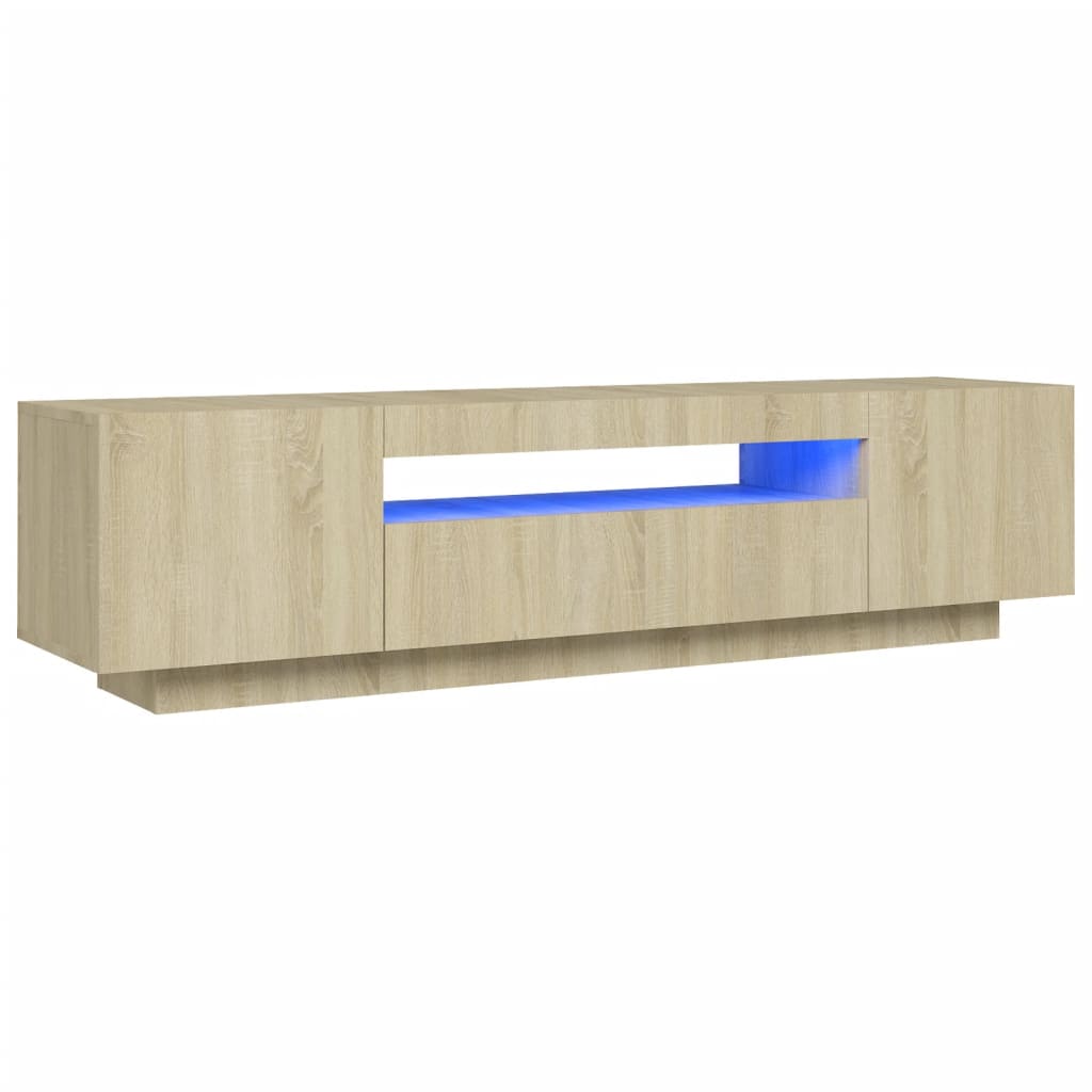 vidaXL Mueble de TV con luces LED 160x35x40 cm, Mueble de Salon, Mueble TV, Mueble TV salon, Mesa de TV, Mueble tele