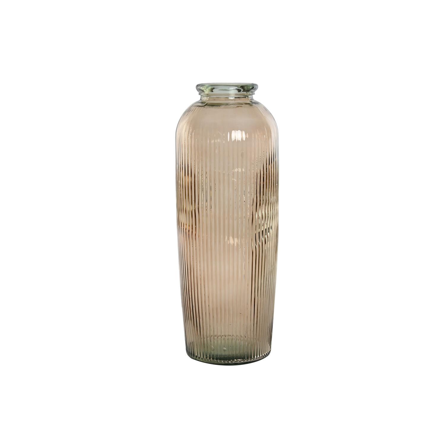 JARRON CRISTAL RECICLADO 30X30X72 RAYADO TAUPE JR214927 - EL MEJOR COMPLEMENTO PARA TU HOGAR FIJALO