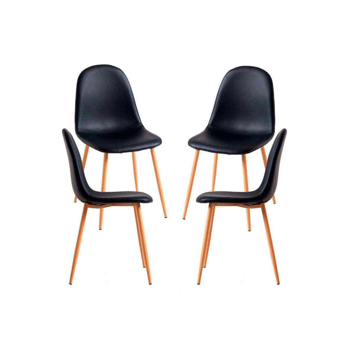 Regalos Miguel - Packs Sillas Comedor - Pack 4 Sillas Teok Polipiel - Negro