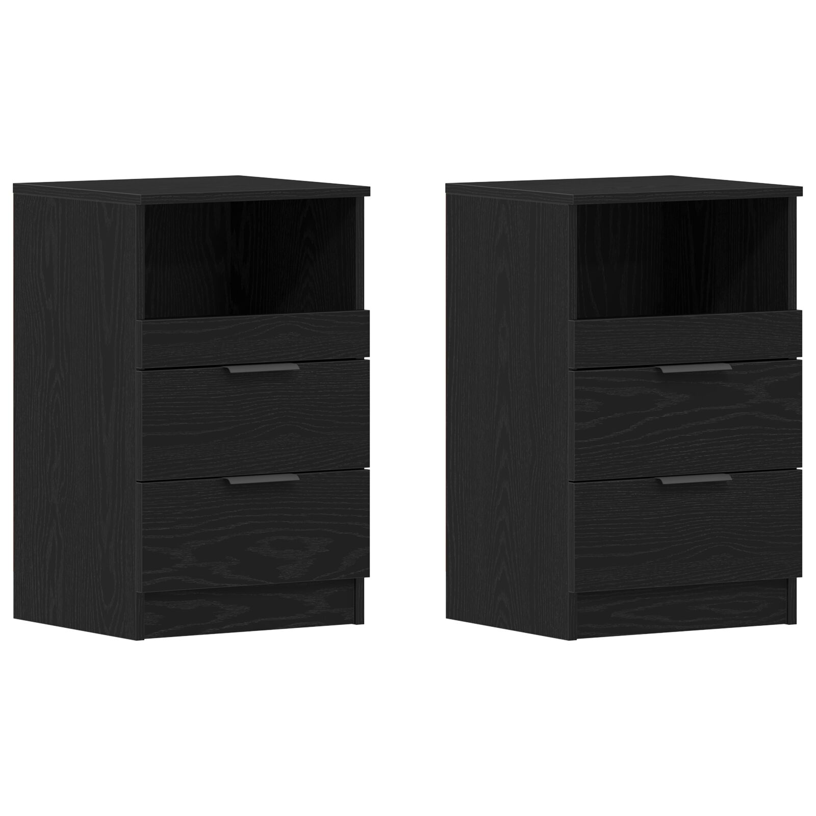 Mesas de Noche vidaXL 2 pcs Negro Roble 40x35x65 cm Madera Elaborada