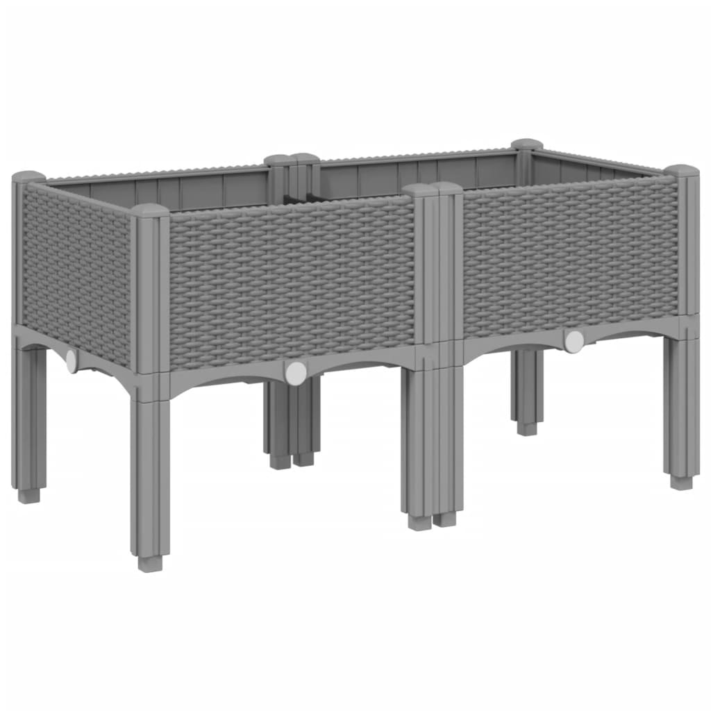vidaXL Jardinera con patas PP 80x40x42 cm Color Gris,  Gris claro,  Negro y mas