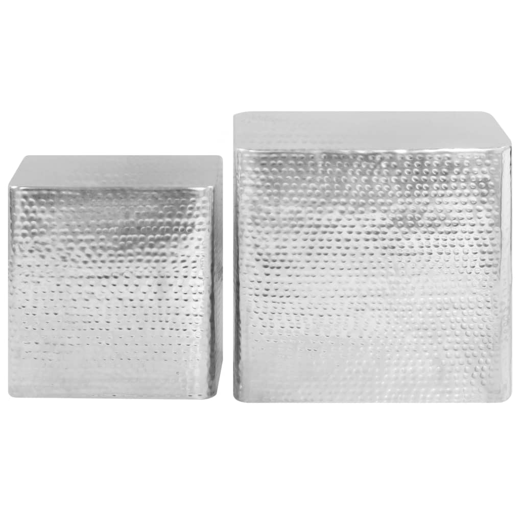 vidaXL Mesas de centro 2 unidades aluminio plateado Mesita de Salón o Comedor o Auxiliar Mesa de Café Meuble Salón